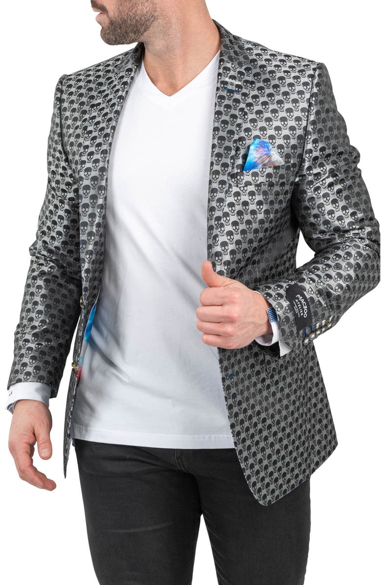 Maceoo Skull Sport Coat, Alternate, color, Grey