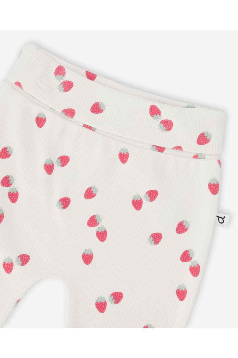 Cotton Jersey Evolutive Strawberries Printed Pants, Alternate, color, White Printed Strawberries