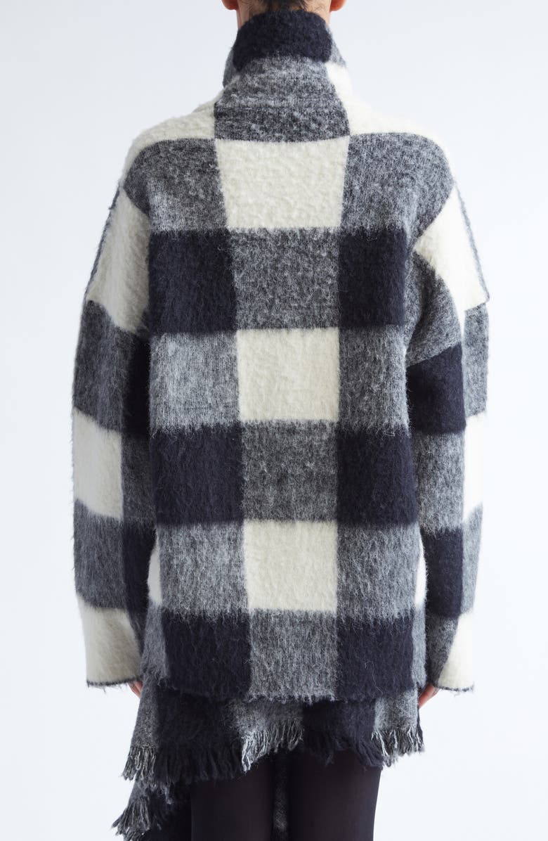 Proenza Schouler Kai Brushed Glen Plaid Baby Alpaca & Merino Wool Blend Sweater, Alternate, color, Black Multi