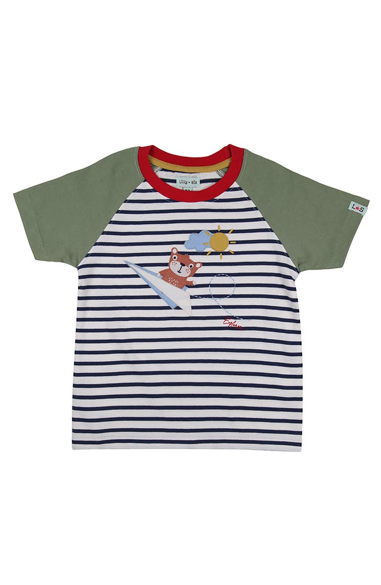 Lilly + Sid Organic Cotton Sid On Plane Applique T-Shirt, Main, color, Multi
