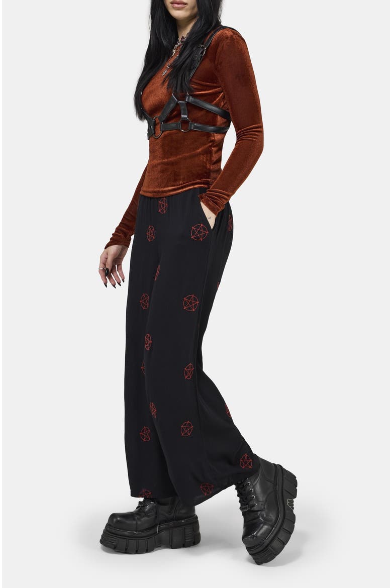 Druantia Moon Embroidery Trousers, Alternate, color, Black