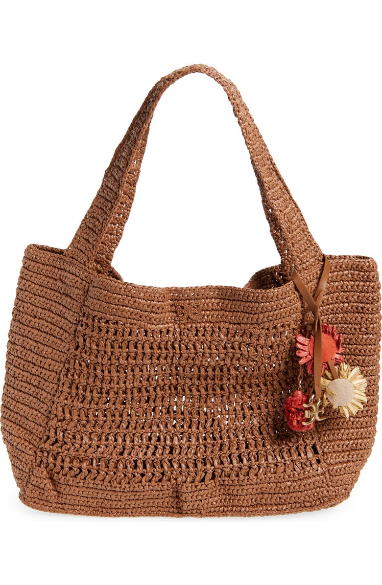 Sam Edelman Marcie Open Weave Raffia Tote, Main, color, Bronze