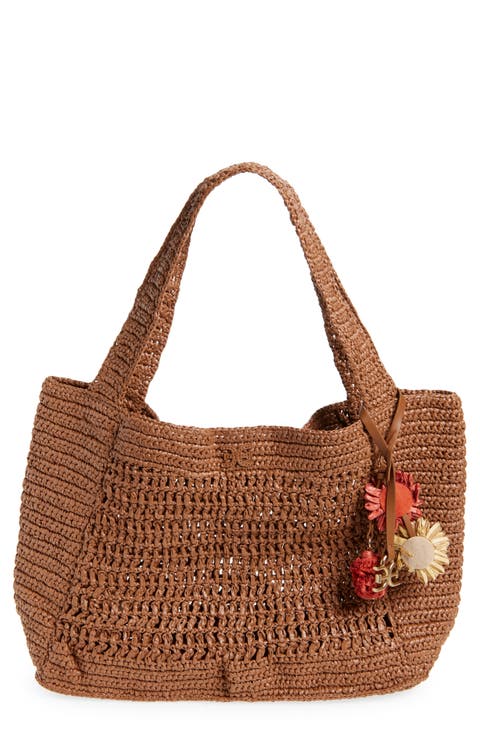 Marcie Open Weave Raffia Tote