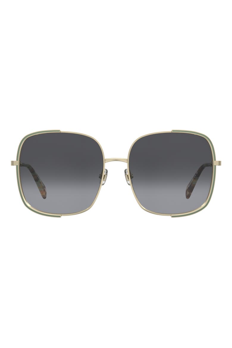 isla 59mm gradient square sunglasses, Main, color, GOLD GREEN/ DARK GREY