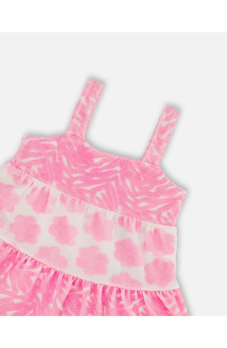 Deux par Deux Little Girl's Printed Terry Beach Dress Pink And White, Alternate, color, 