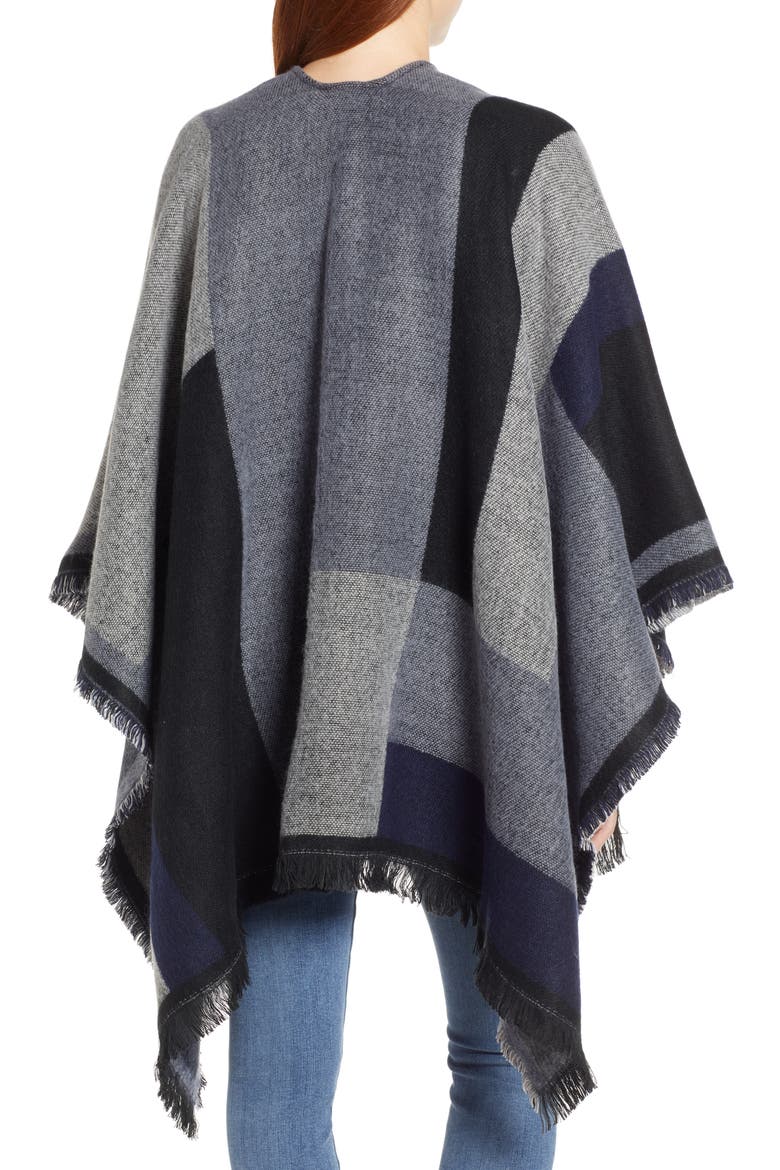 Colorblock Ruana, Alternate, color, ECHO BLACK