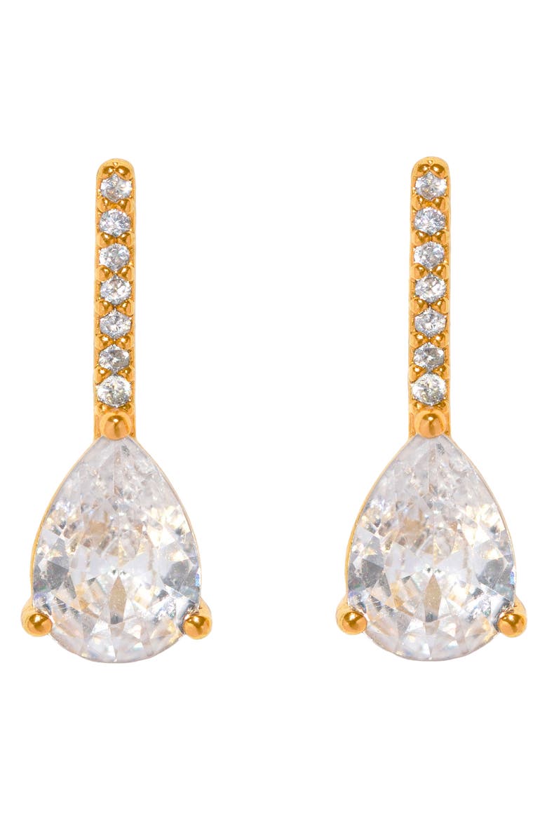 Cape May Pavé Cubic Zirconia Pear Drop Earrings, Main, color, GOLD