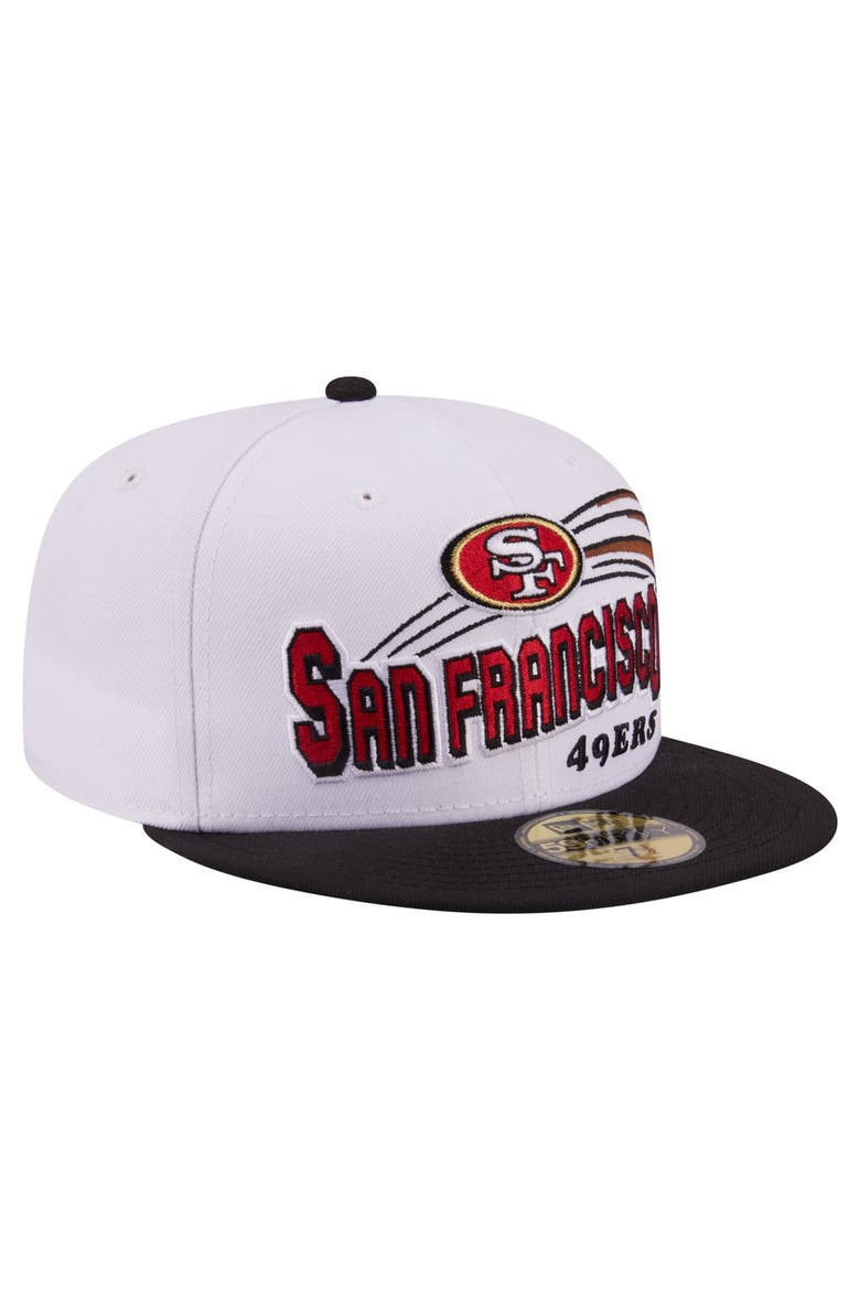 Men's New Era White/Black San Francisco 49ers Retro Swoop 59FIFTY Fitted Hat, Main, color, White