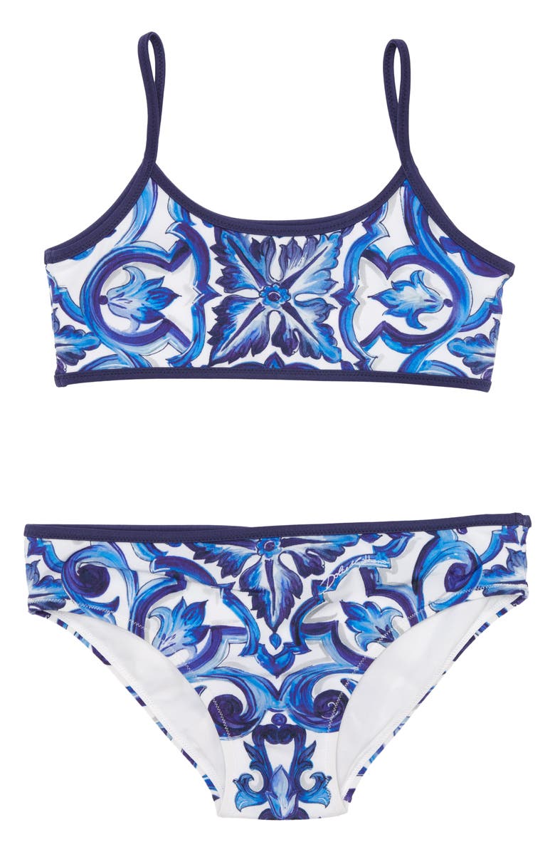 Dolce&Gabbana Kids' Majolica Print Two-Piece Swimsuit, Main, color,