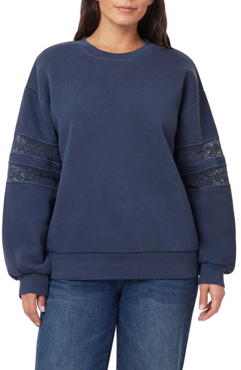 Lace Trim Fleece Pullover Sweater