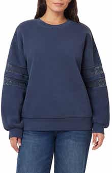 C & C California Lace Trim Fleece Pullover Sweater