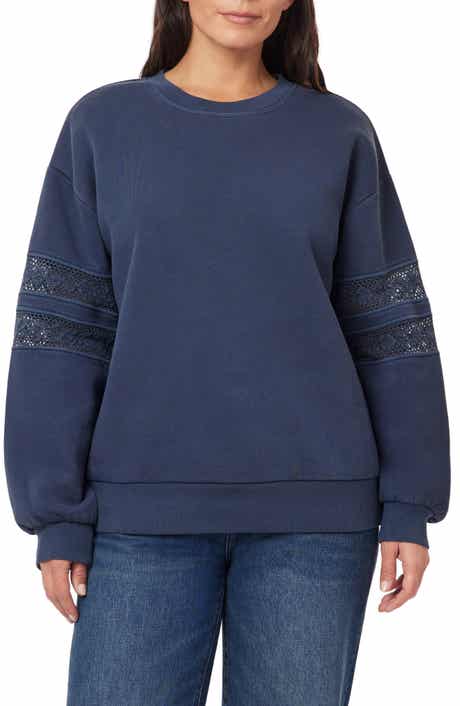 C & C California Lace Trim Fleece Pullover Sweater