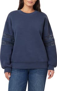 C & C California Lace Trim Fleece Pullover Sweater