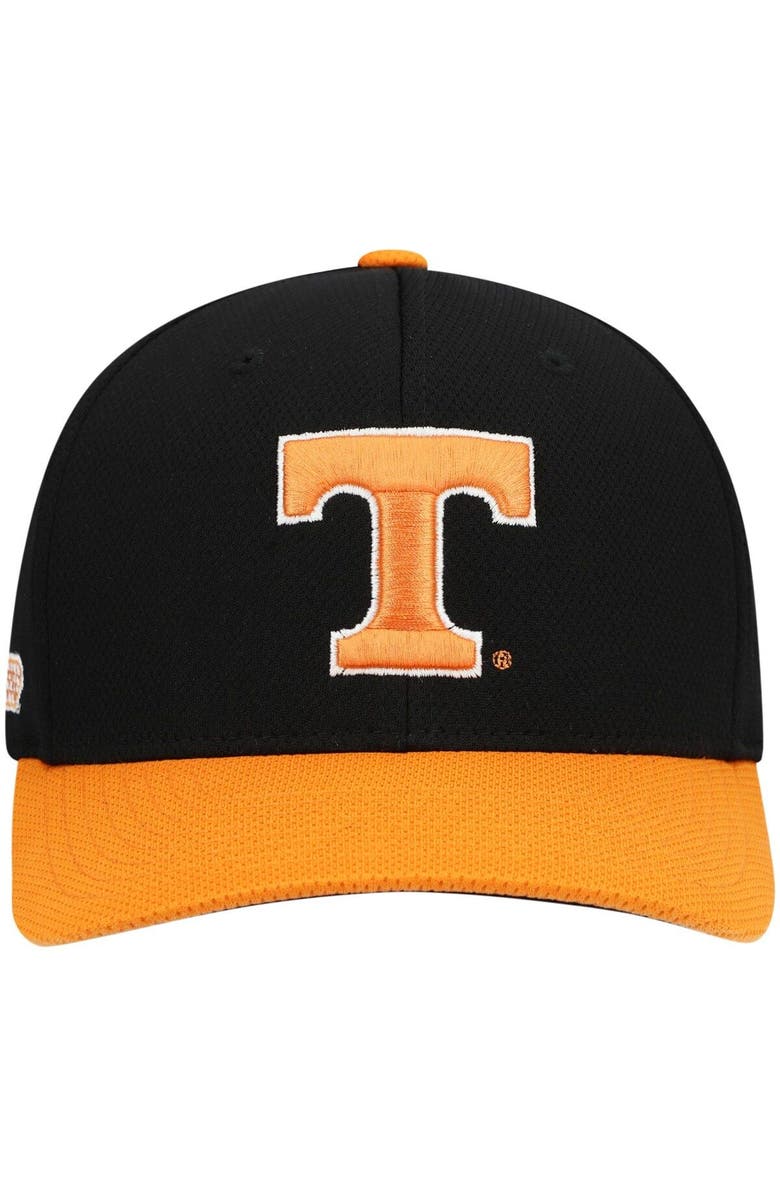 TOP OF THE WORLD Men's Top of the World Black/Tennessee Orange Tennessee Volunteers Two-Tone Reflex Hybrid Tech Flex Hat, Alternate, color, 