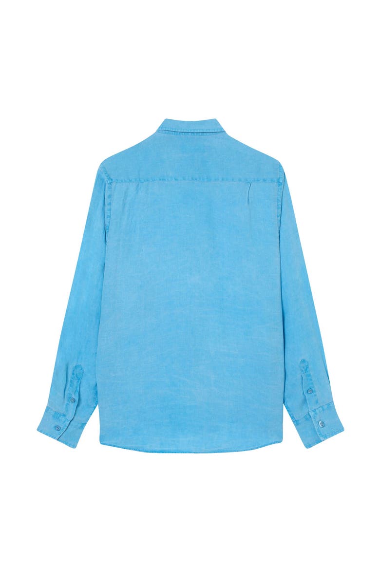 Linen Mineral Dye Shirt, Alternate, color, Larimar