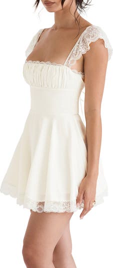 Kaia Lace Trim Fit & Flare Minidress