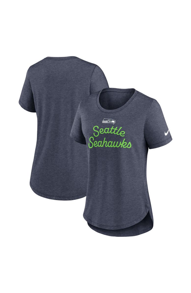 Nike Women's Nike College Navy Seattle Seahawks Script Tri-Blend T-Shirt, Main, color, College Navy