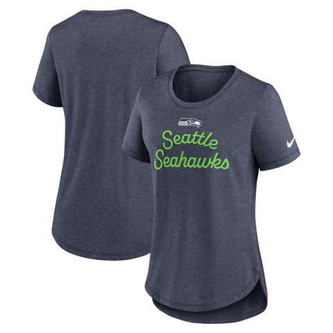 Women's Nike College Navy Seattle Seahawks Script Tri-Blend T-Shirt