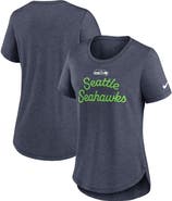 Nike Women's Nike College Navy Seattle Seahawks Script Tri-Blend T-Shirt
