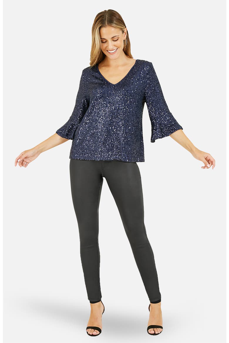 Sequin Relaxed Fit Top, Alternate, color, Navy