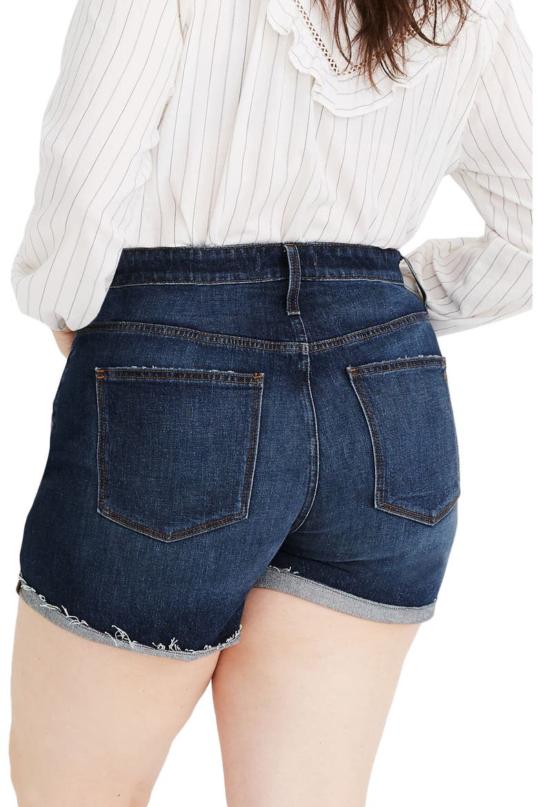 Curvy High Waist Denim Shorts, Alternate, color, CANTERDALE WASH