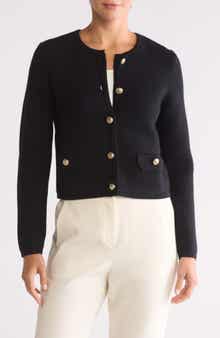 Bruno Magli Crewneck Merino Wool Cardigan