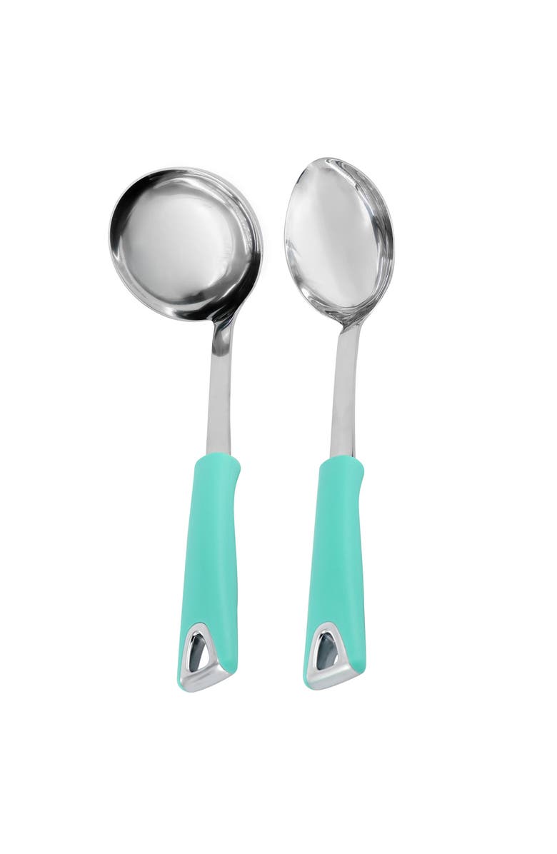 Martha Stewart Everyday Drexler 2 piece Ladle and Serving Spoon Kitchen Tool Set, Main, color, Turquoise