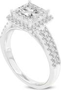 LuvMyJewelry Violeta 14K White Gold Princess Cut Lab Grown Diamond Halo Engagement Ring - 2.6 Ct