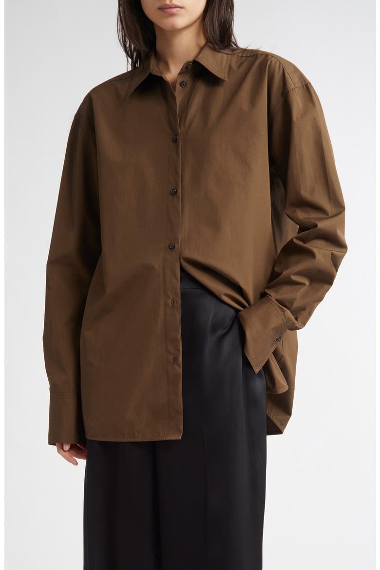 Classic Cotton Button-Up Shirt, Main, color, PEPPER
