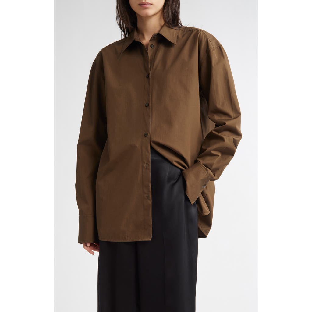 Totême Toteme Classic Cotton Button-up Shirt In Brown