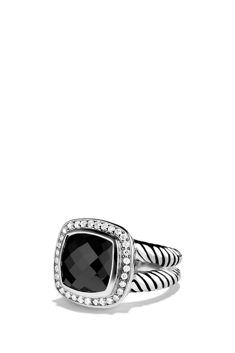 Albion Ring with Semiprecious Stone & Diamonds, Main, color, BLACK ONYX