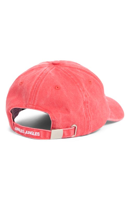 Jungles Spring Distressed Denim Adjustable Baseball Cap In Red