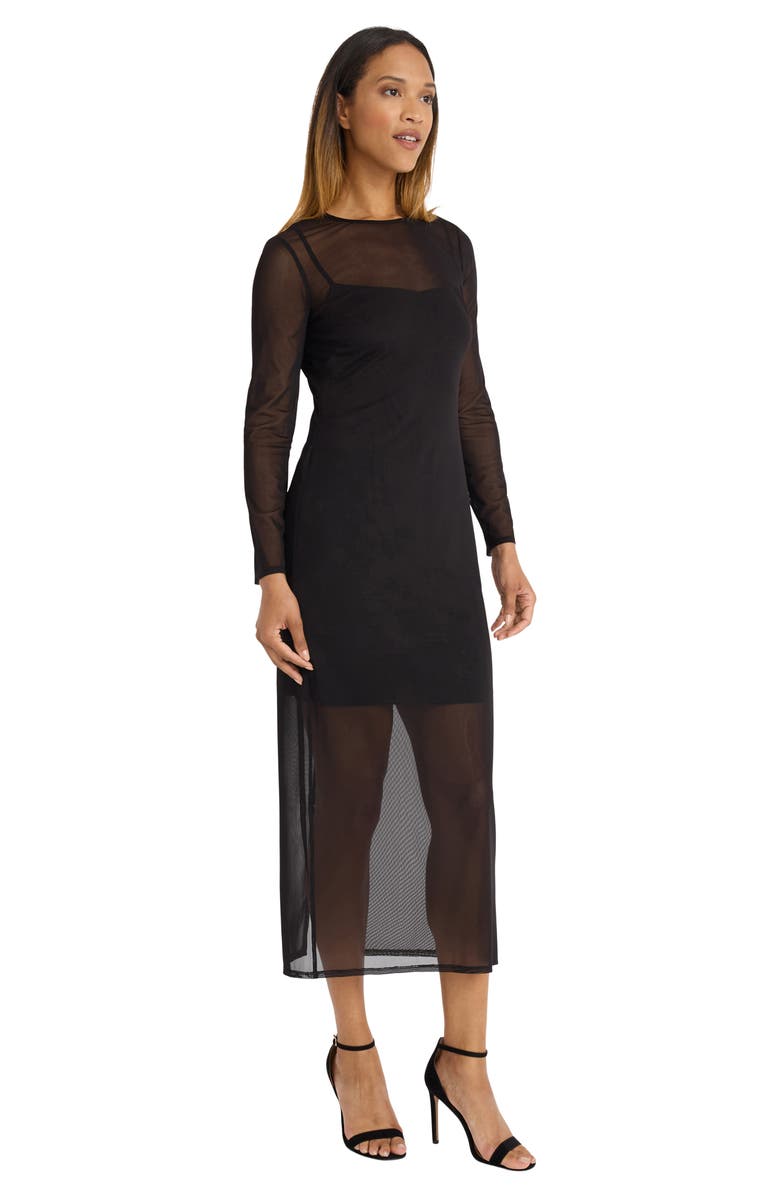 DONNA MORGAN FOR MAGGY Long Sleeve Mesh Maxi Dress, Alternate, color, 