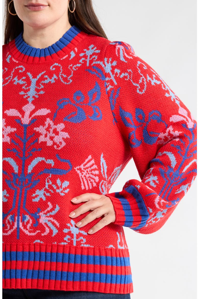 Almila Pattern Sweater, Alternate, color, RED-MULTI