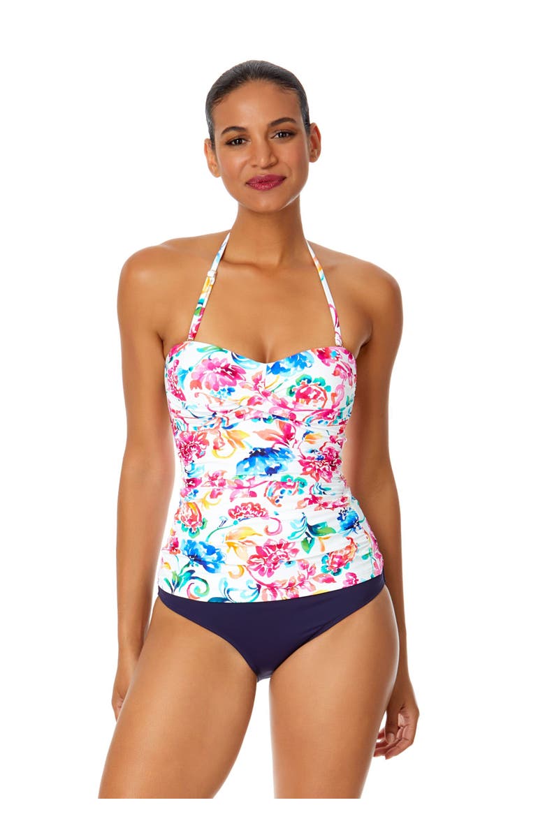 Anne Cole Women's Tiger Dance Twist Front Bandeaukini Swim Top, Alternate, color, Watercolor Paisley