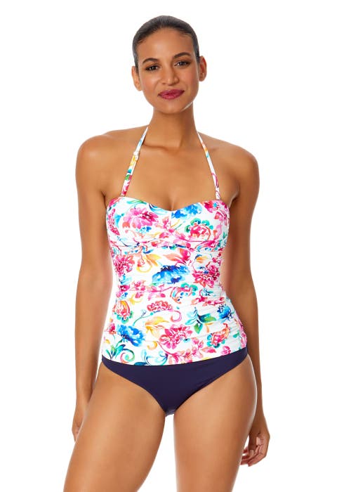 ANNE COLE TIGER DANCE TWIST FRONT BANDEAUKINI SWIM TOP
