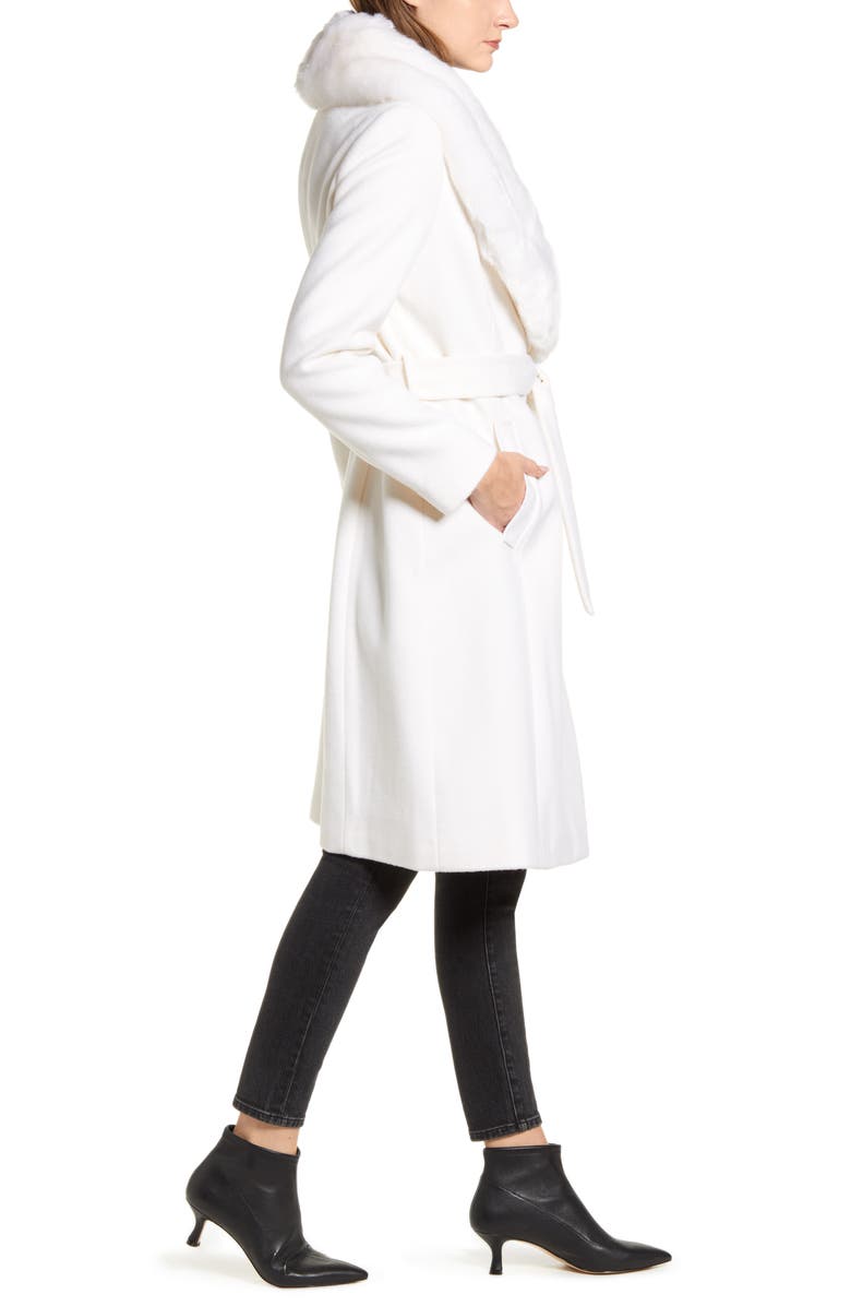 Rachel Parcell Faux Fur Collar Wool Blend Coat, Alternate, color,