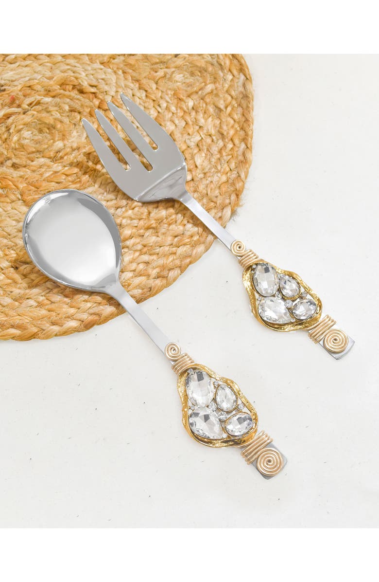 Tiramisu Cumulus Constellation Embellished 2-Piece Salad Serving Set, Alternate, color, Gold