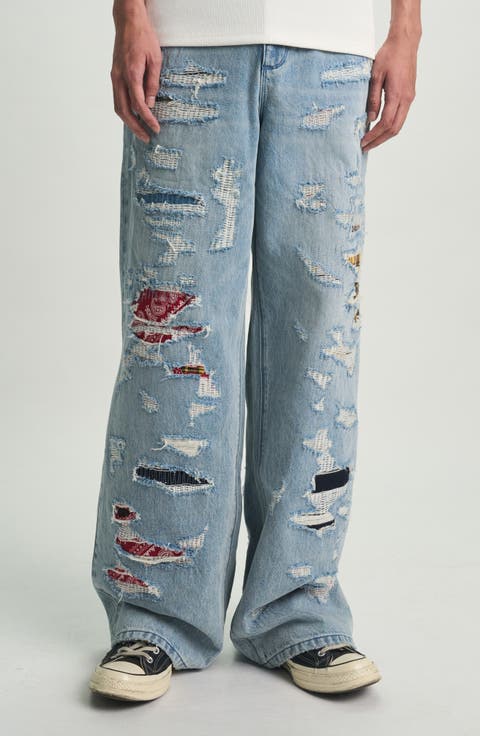 Franco Rip & Repair Wide Leg Jeans