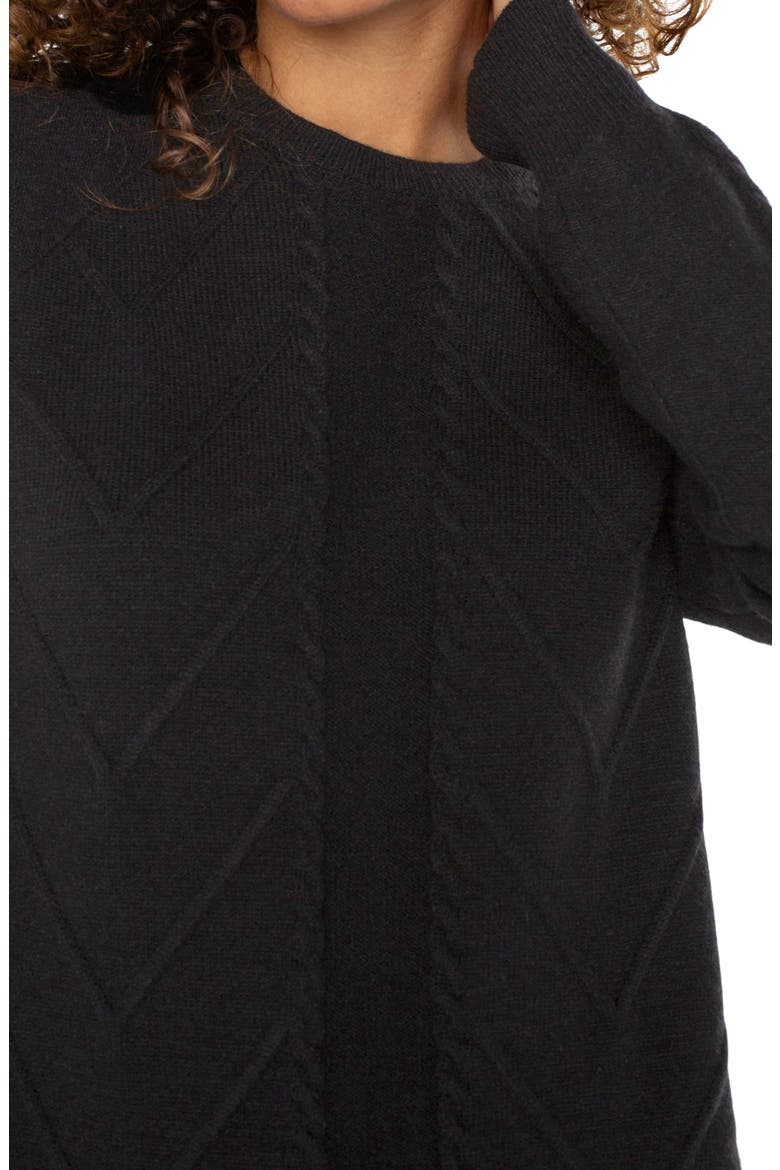 Mix Stitch Crewneck Sweater, Alternate, color, BLACK