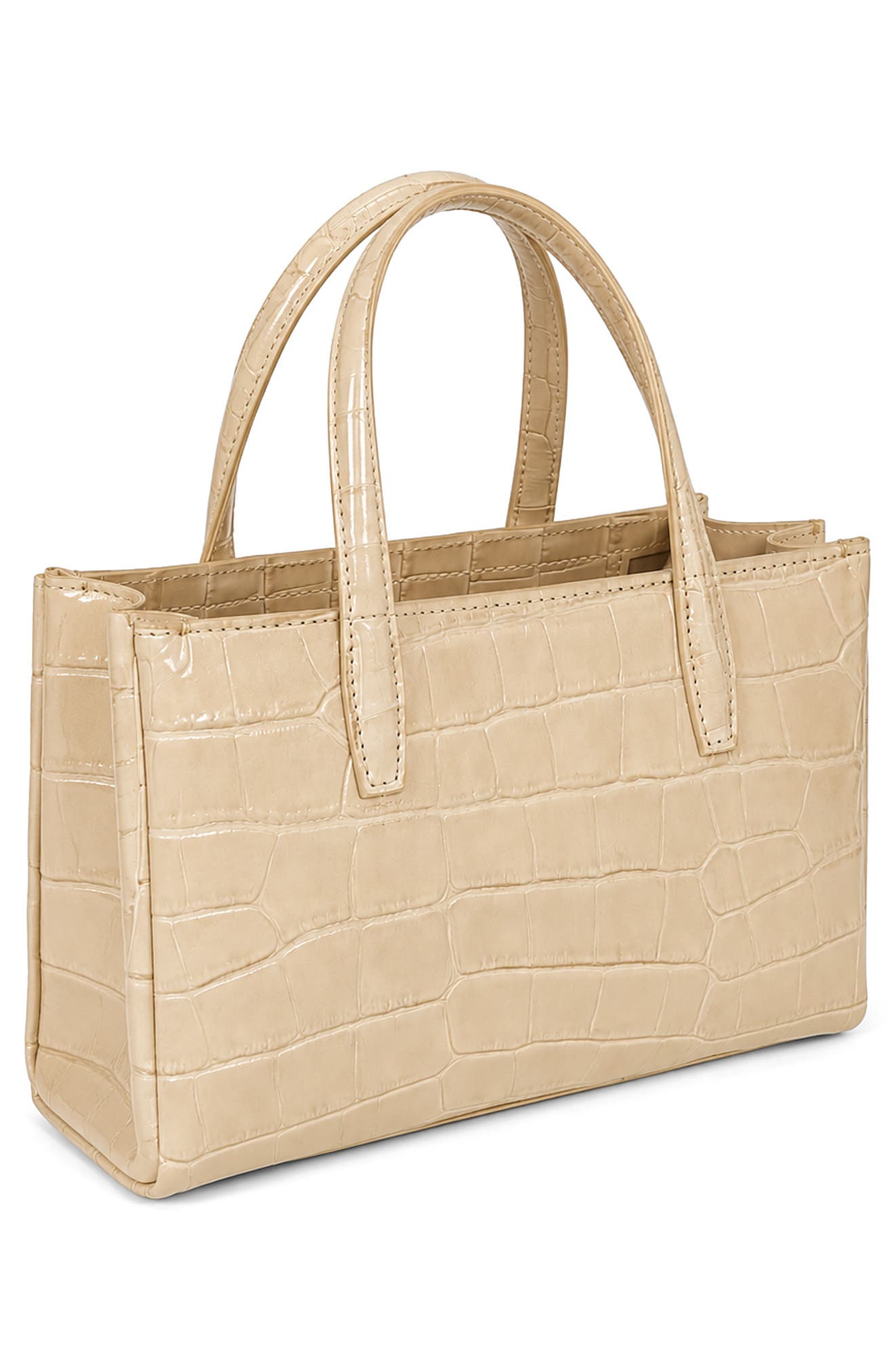 Violetta Croc Embossed Leather Shoulder Bag, Alternate, color, IVORY