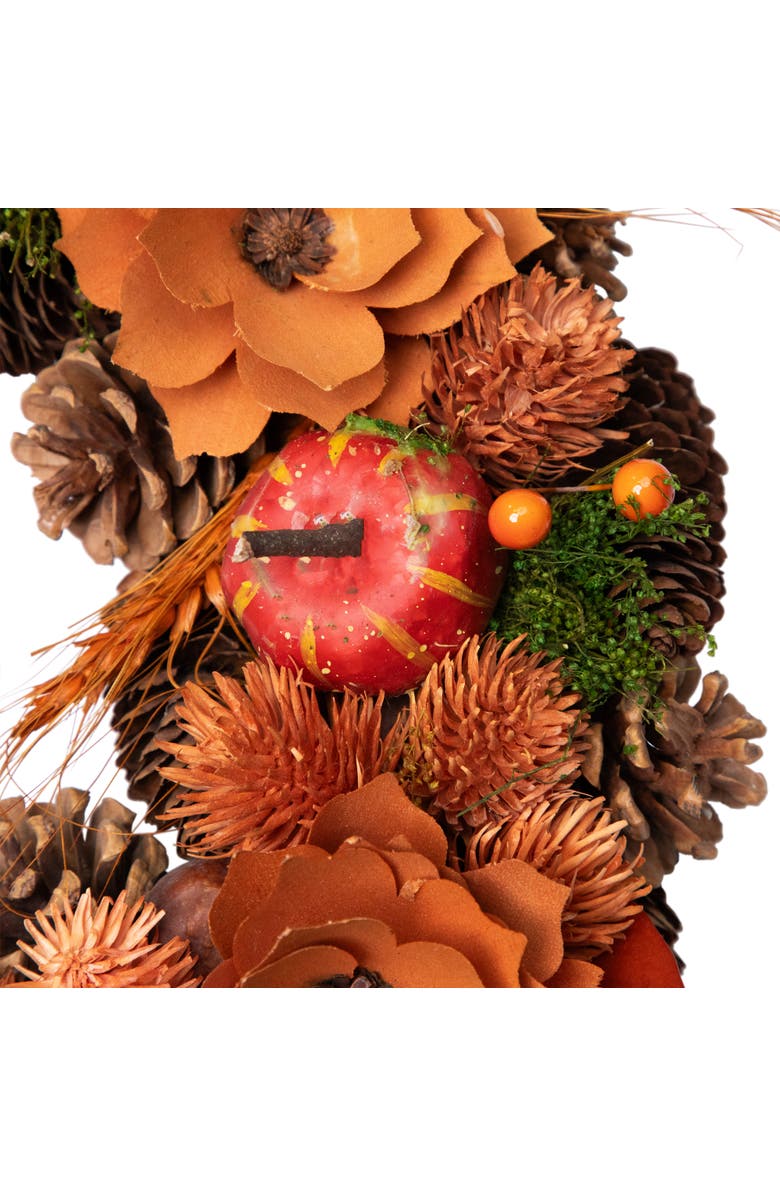 Northlight Flowers, Gourds and Pinecone Artificial Fall Harvest Wreath - 13.25", Alternate, color, Orange