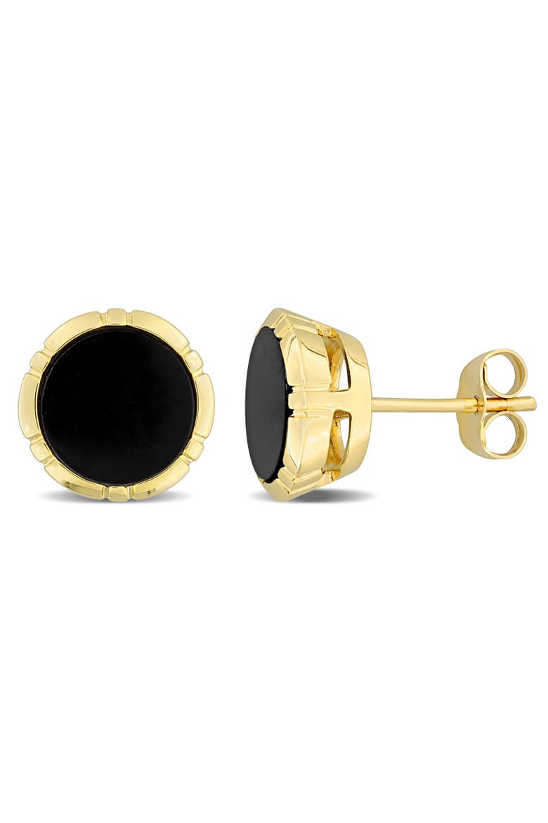 Black Onyx Halo Stud Earrings 14k Gold, Main, color, Black Onyx