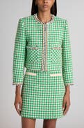 Valentino Beaded Houndstooth Cotton Blend Tweed Jacket