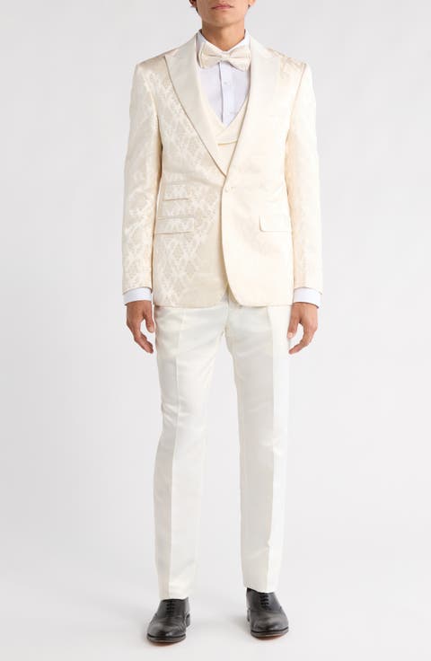 Stacy Adams Solid Peak Lapel 3-Piece Tuxedo (Regular & Big)