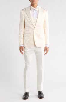 ZEGARIE Stacy Adams Solid Peak Lapel 3-Piece Tuxedo