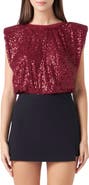 Endless Rose Sequin Shoulder Pad Top