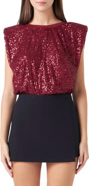 Endless Rose Sequin Shoulder Pad Top