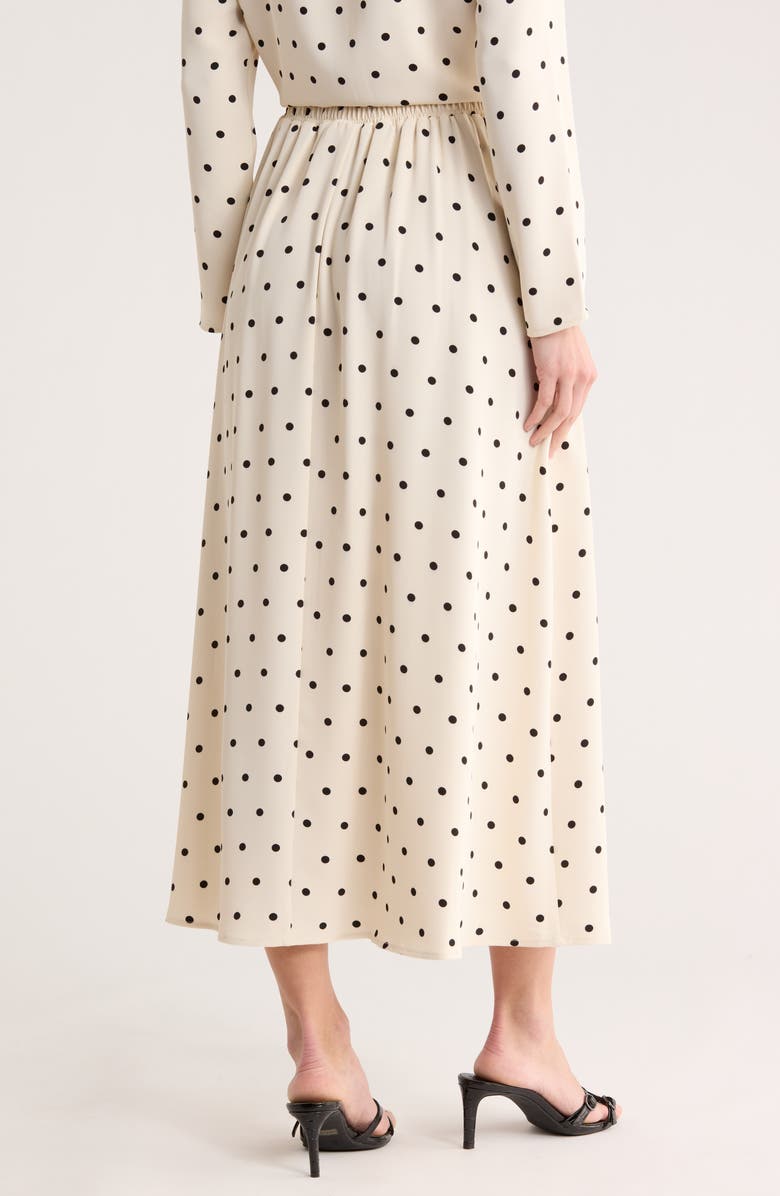 MELLODAY Luxe Polka Dot Crepe Midi Skirt, Alternate, color, Bone Black Dot