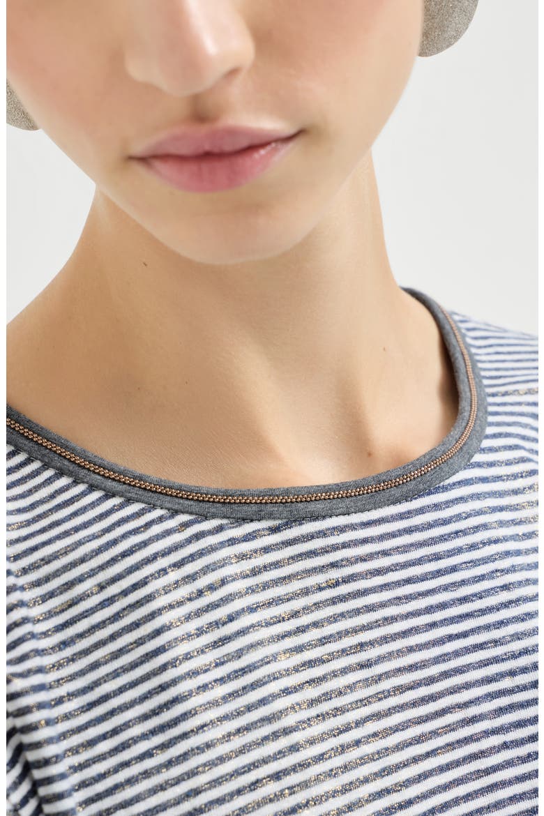 Striped jersey top with monili, Alternate, color, Blue
